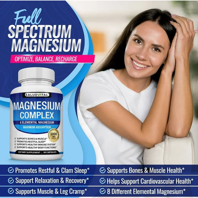 Complejo de Magnesio SaludVital 8 Suplemento de Magnesio Esencial 1000 mg